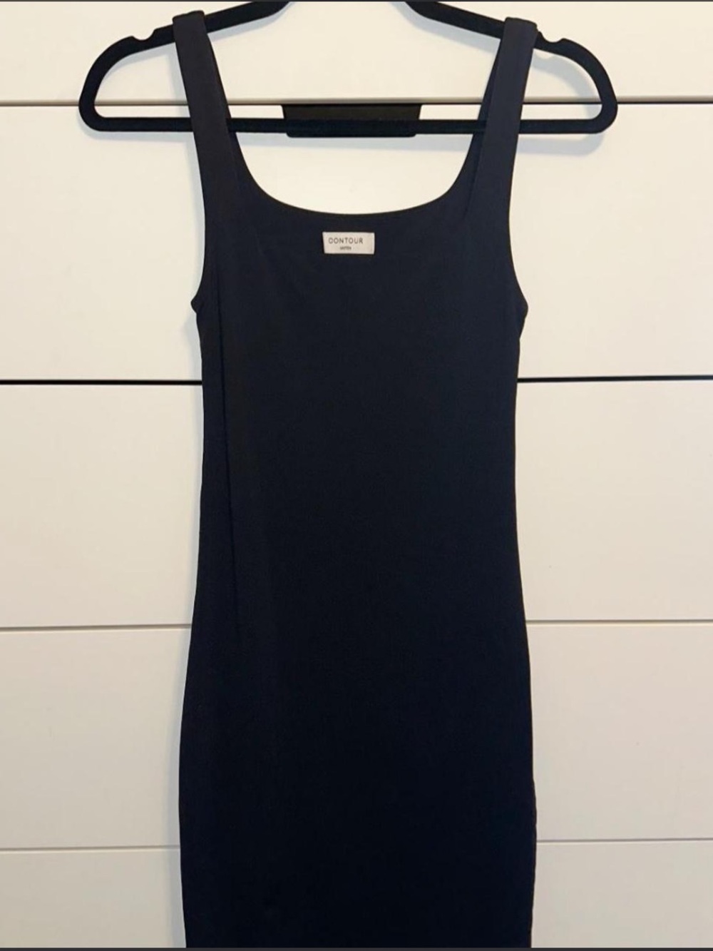 Aritzia Black Square-Neck Midi Tank Dress